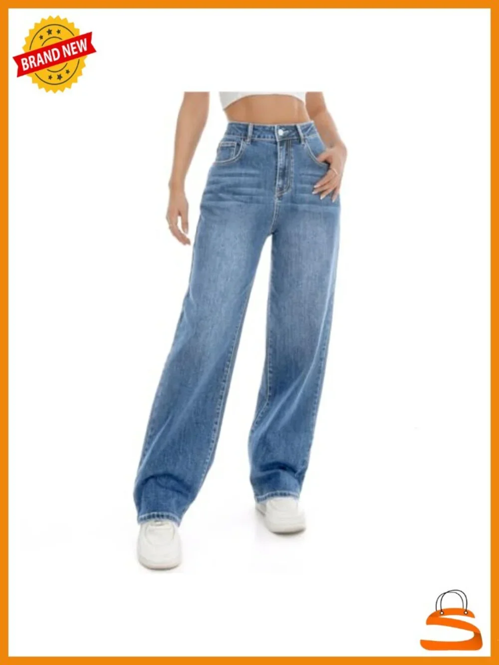 Womens Wide Leg Jeans High Waisted Baggy Straight Leg Loose Stretchy Casual